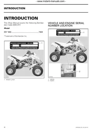 Bombardier DS 650 ATV Shop Manual (2000) Preview image 3