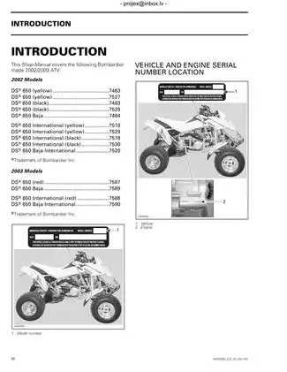 2002-2003 Bombardier DS® 650 ATV Shop Manual and Service Guide Preview image 3