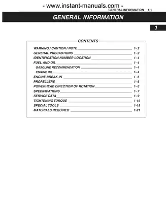 Suzuki Outboard Engine DF90 DF115 Service Manual Preview image 4