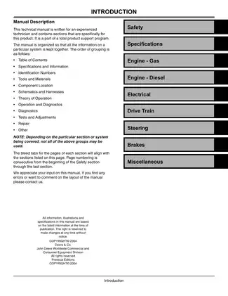 John Deere Utility Vehicle Gator HPX 4x2, 4x4 Gas and Diesel technical manual Preview image 3