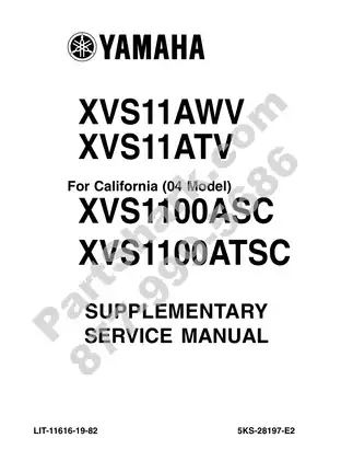 Yamaha XVS1100 Supplementary Service Manual - Comprehensive Guide for Maintenance and Repair Preview image 1