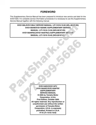 Yamaha XVS1100 Supplementary Service Manual - Comprehensive Guide for Maintenance and Repair Preview image 2