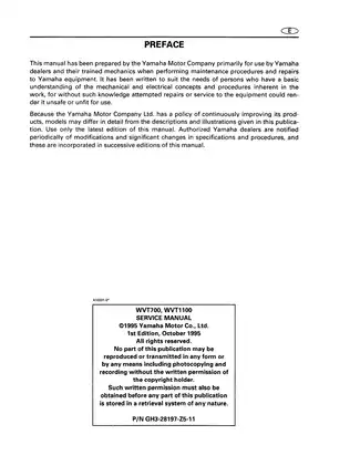 Yamaha Wave Venture WVT700 & WVT1100 Service Manual - Comprehensive Repair Guide Preview image 2