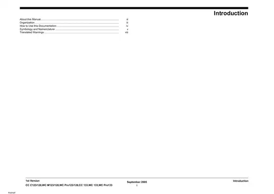Xerox Service Manual for Copier/Printer Models CC C123/128, WC M123/128, Pro123/128, CC 133, WC 133, and Pro133 Preview image 4
