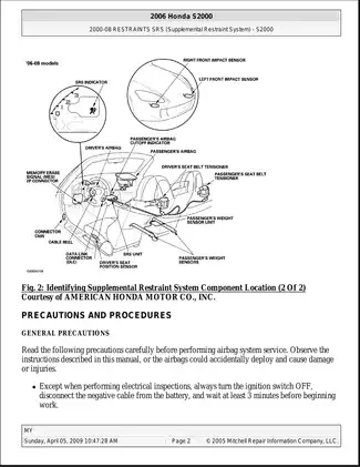 2000-2008 Honda S2000 FSM manual Preview image 2