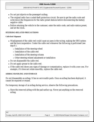 2000-2008 Honda S2000 FSM manual Preview image 4