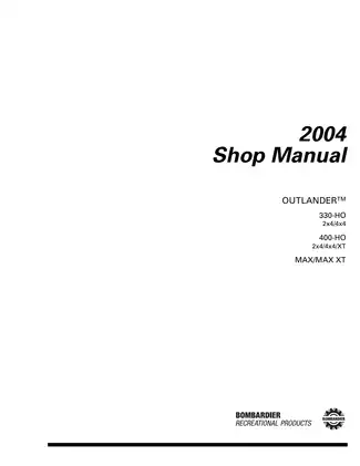 2004 Bombardier Outlander 330, Outlander 400 ATV shop manual Preview image 2