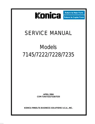 Konica Minolta Service Manual for Copiers Models 7145, 7222, 7228, and 7235