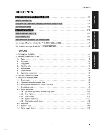Konica Minolta Service Manual for Copiers Models 7145, 7222, 7228, and 7235 Preview image 5