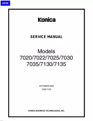 Konica Minolta 7020, 7022, 7025, 7030, 7035, 7130, 7135 service manual Preview image 1