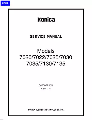 Konica 7020 Series Service Manual - Comprehensive Repair Guide