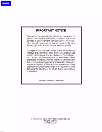 Konica 7020 Series Service Manual - Comprehensive Repair Guide Preview image 4