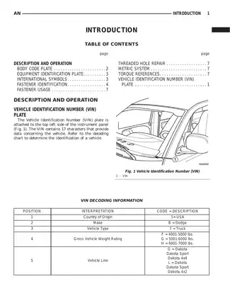 1997-2000 Dodge Dakota shop manual Preview image 3