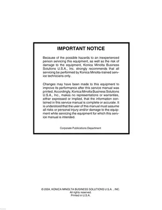 Konica Minolta 7155/7165/7255/7272 Service Manual - Comprehensive Guide Preview image 4
