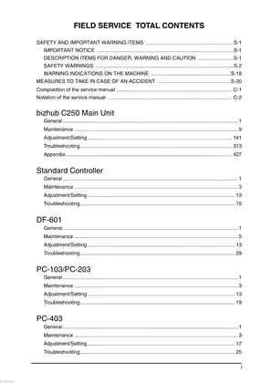 KONICA MINOLTA bizhub C250 Service Manual - Comprehensive Guide for Technicians Preview image 2