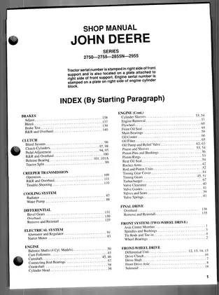 John Deere 2750, 2755, 2855N, 2955 utility tractor, Orchard/Vineyard tractor shop manual Preview image 5