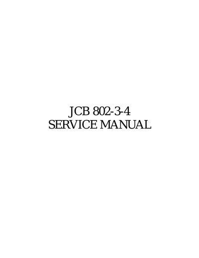 Preview: 1994–2005 JCB 802.7, 803, 804 Plus & Super Mini Excavator Service Manual (P/N 9803/3145)