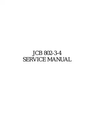1995-2005 JCB 802, 803, 804 excavator service manual Preview image 1