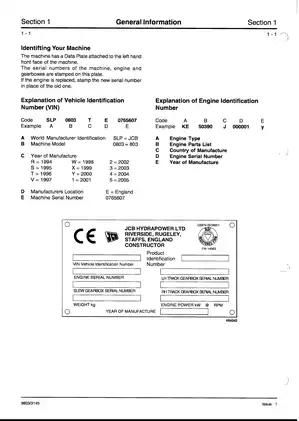 JCB 802-3-4 Excavator Service Manual Preview image 3