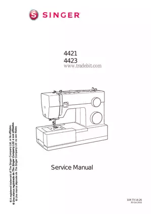 Comprehensive Service Manual for SINGER 4421 & 4423 Sewing Machines