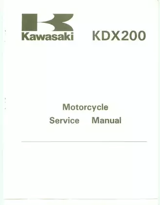 Kawasaki service manual for KDX200, covers 1989-1994 Preview image 1