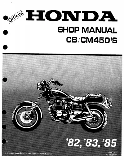 Preview: 1982–1985 Honda CB450 / CM450 Shop Manual (P/N 61MC003)