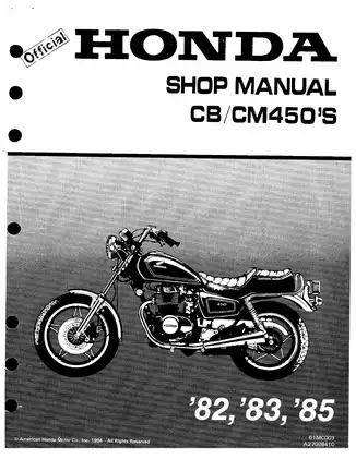 1982-1985 Honda CB450, CM450, CB450SC shop manual Preview image 1