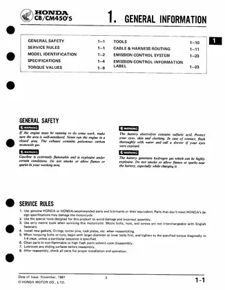 1982-1985 Honda CB450, CM450, CB450SC shop manual Preview image 5