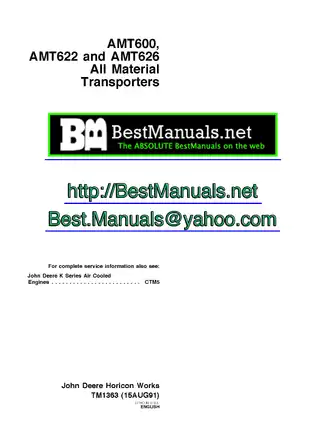 John Deere AMT600/622/626 All Material Transporter Service Manual TM1363