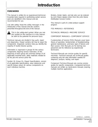 John Deere AMT600, AMT622, AMT626 Gator repair manual Preview image 2