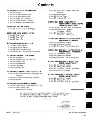 John Deere AMT600/622/626 All Material Transporter Service Manual TM1363 Preview image 5