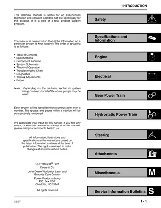 John Deere Sabre Lawn Tractor Technical Manual (K55 & K51) Preview image 2