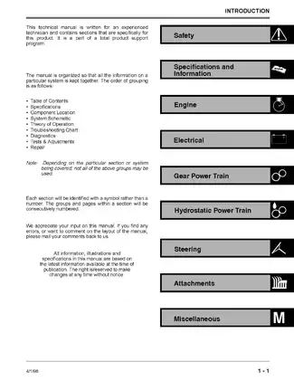John Deere Sabre Lawn Tractor Technical Manual (TM-GX10238) Preview image 2