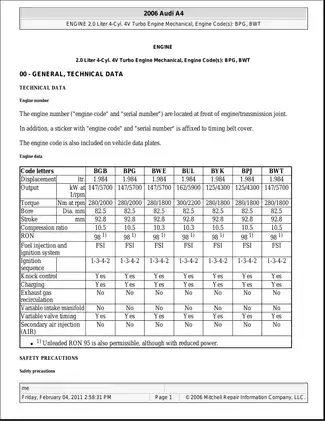 2002-2008 Audi A4 factory service manual Preview image 1