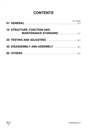 Komatsu PC200-7, PC200LC-7, PC220-7, PC220LC-7 hydraulic excavator shop manual Preview image 2