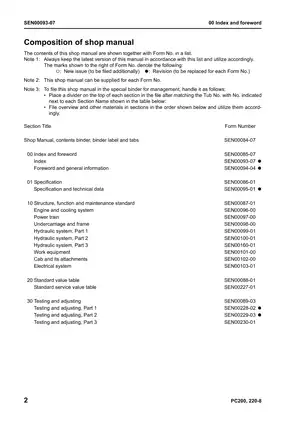 Komatsu PC200, PC220 Series Hydraulic Excavator Shop Manual Preview image 4