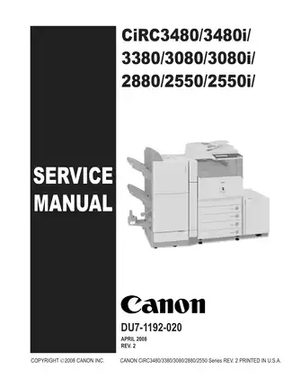 Canon imagerunner CiRC3480, C3380, C3080, C2880, C2550 multifunction printer (MFP) service manual Preview image 1