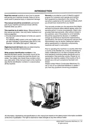 Comprehensive Operator's Manual for Hitachi ZAXIS 1G Excavators Preview image 2