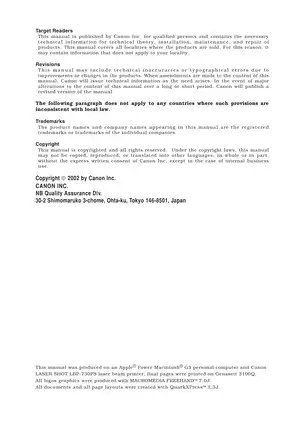 Canon W7200/W7250 Service Manual - Comprehensive Guide for Maintenance and Repair Preview image 4