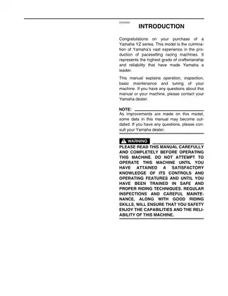 Yamaha YZ Series Complete Service Manual: Operation, Maintenance & Tuning Guide Preview image 3