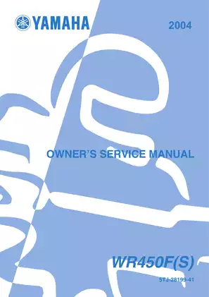 Yamaha WR450F Digital Service Manual