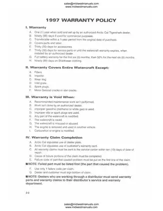 Comprehensive Arctic Cat Tigershark Service Manual Guide Preview image 5