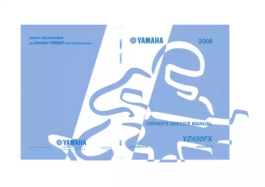 2008 Yamaha YZ450FX service manual Preview image 1