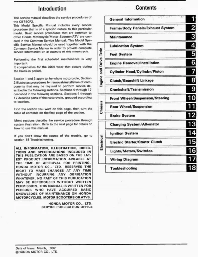 Preview: 1992–1997 Honda CB750F2 Repair Manual (P/N 00002-MW3-6100)