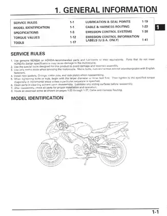 2001-2003 Honda CBR600F Service Manual - Comprehensive Guide for Maintenance and Repair Preview image 4