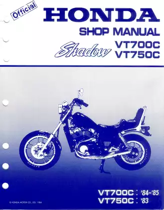 1983-1986 Honda Shadow T700C, VT750C shop manual Preview image 1