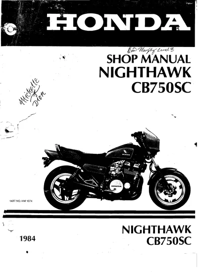 Preview: 1984 Honda CB750SC and CB700SC Nighthawk OEM Shop Manual (P/N HM 1074)