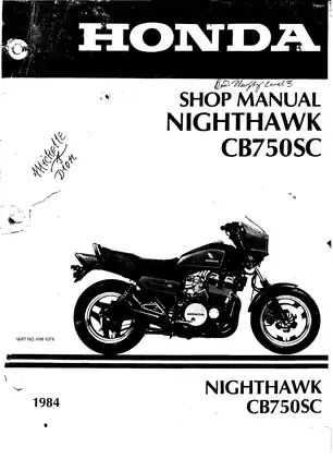Honda CB750SC Nighthawk Shop Manual (1984) - Complete Guide for Maintenance and Repair