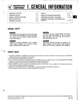 Honda CB750SC Nighthawk Shop Manual (1984) - Complete Guide for Maintenance and Repair Preview image 4