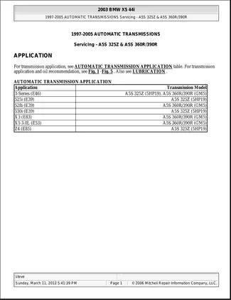 2000-2004 BMW X5 Automatic Transmission manual